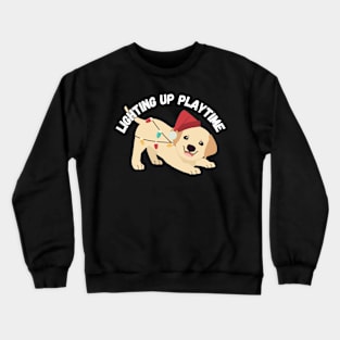 Lighting Up Playtime, Christmas dog Crewneck Sweatshirt